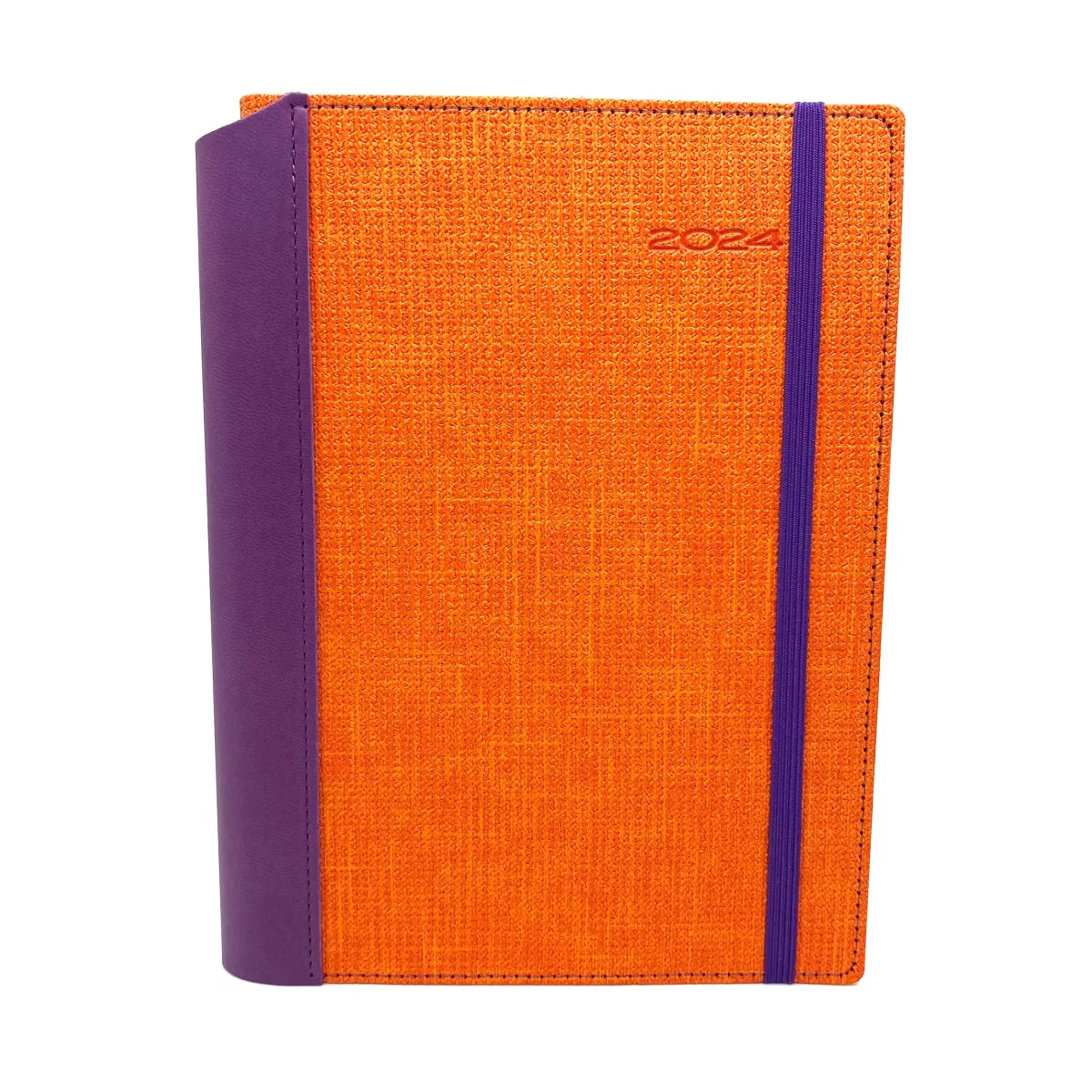 Agenda datata 2024, Premium DeLuxe Borneo, format A5, 352 pagini, culoare portocaliu/mov
