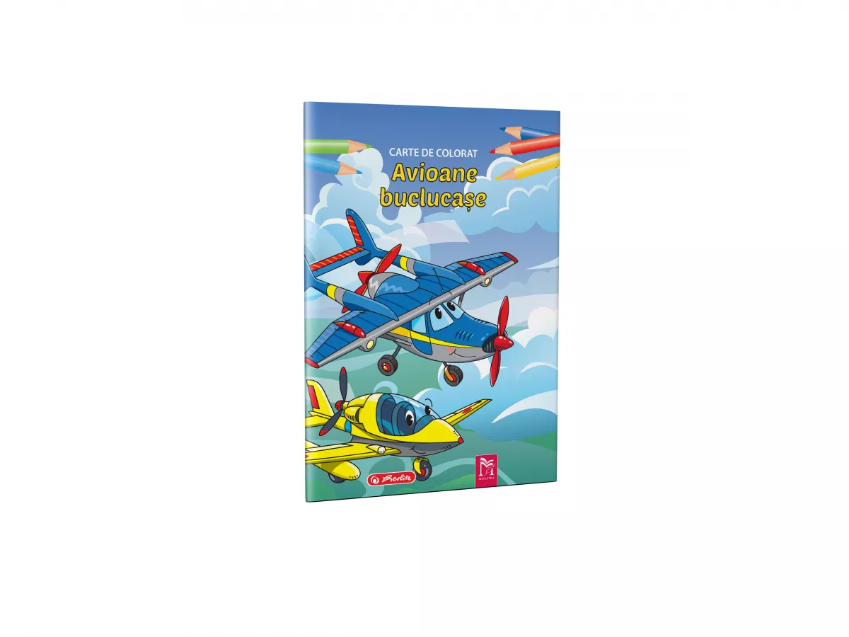 Carte de colorat A4, 16 pagini, Avioane buclucase