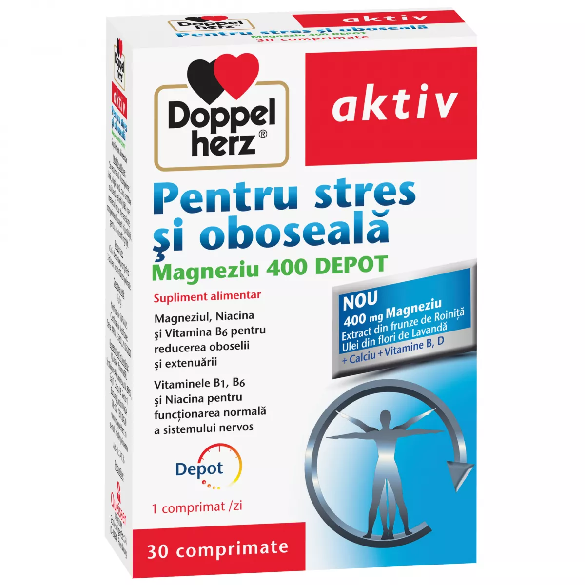 Doppelherz Aktiv Pentru Stres și Oboseală Magneziu 400 DEPOT, 30 comprimate