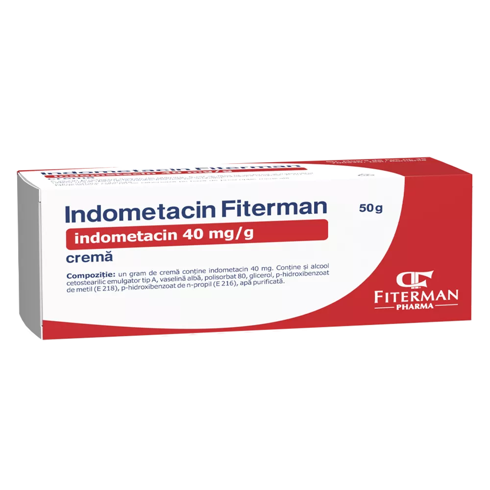 Indometacin Fiterman, 40mg/g, cremă 50g
