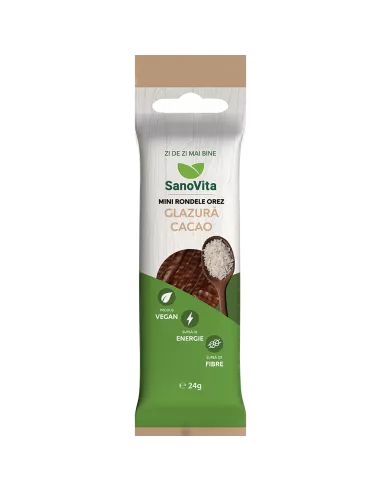 Mini-rondele din orez cu glazură de cacao 24g, SanoVita