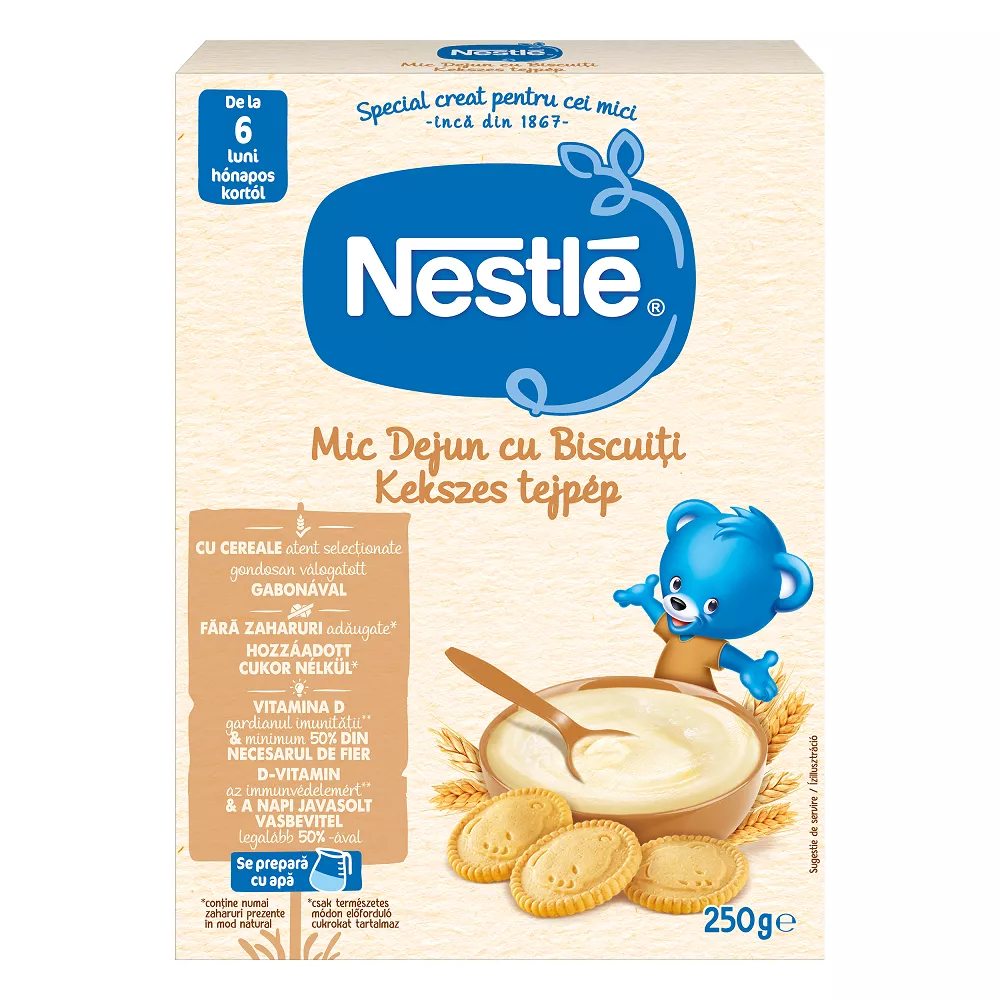 Nestle cereale mic dejun cu biscuiti 250g, de la 6 luni