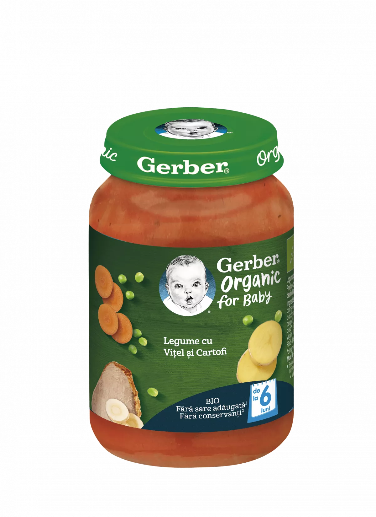 Nestle Gerber bio legume cu vitel si cartofi, 190g, de la 6 luni