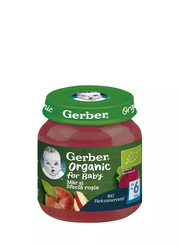 Nestle Gerber bio mar si sfecla rosie, 125g, de la 6 luni