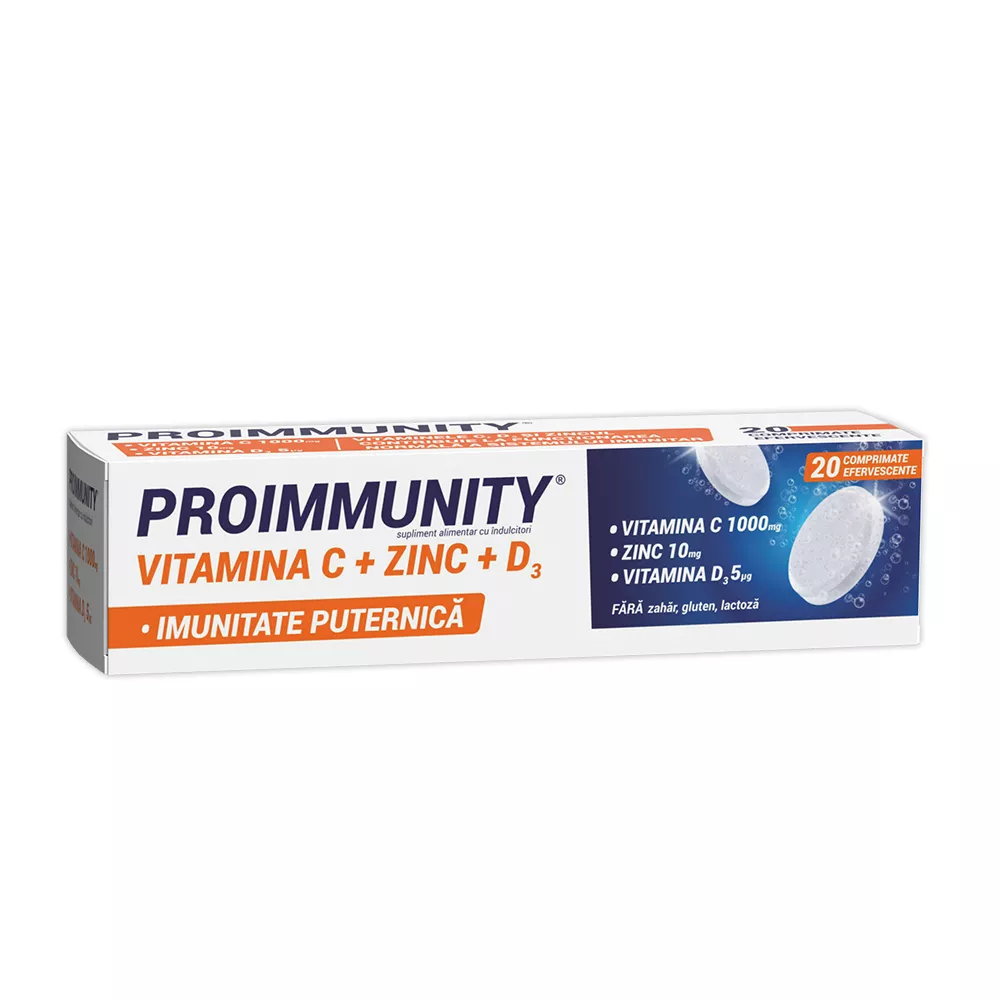 Proimmunity, Vitamina C + Zinc + D3, 20 comprimate, Fiterman