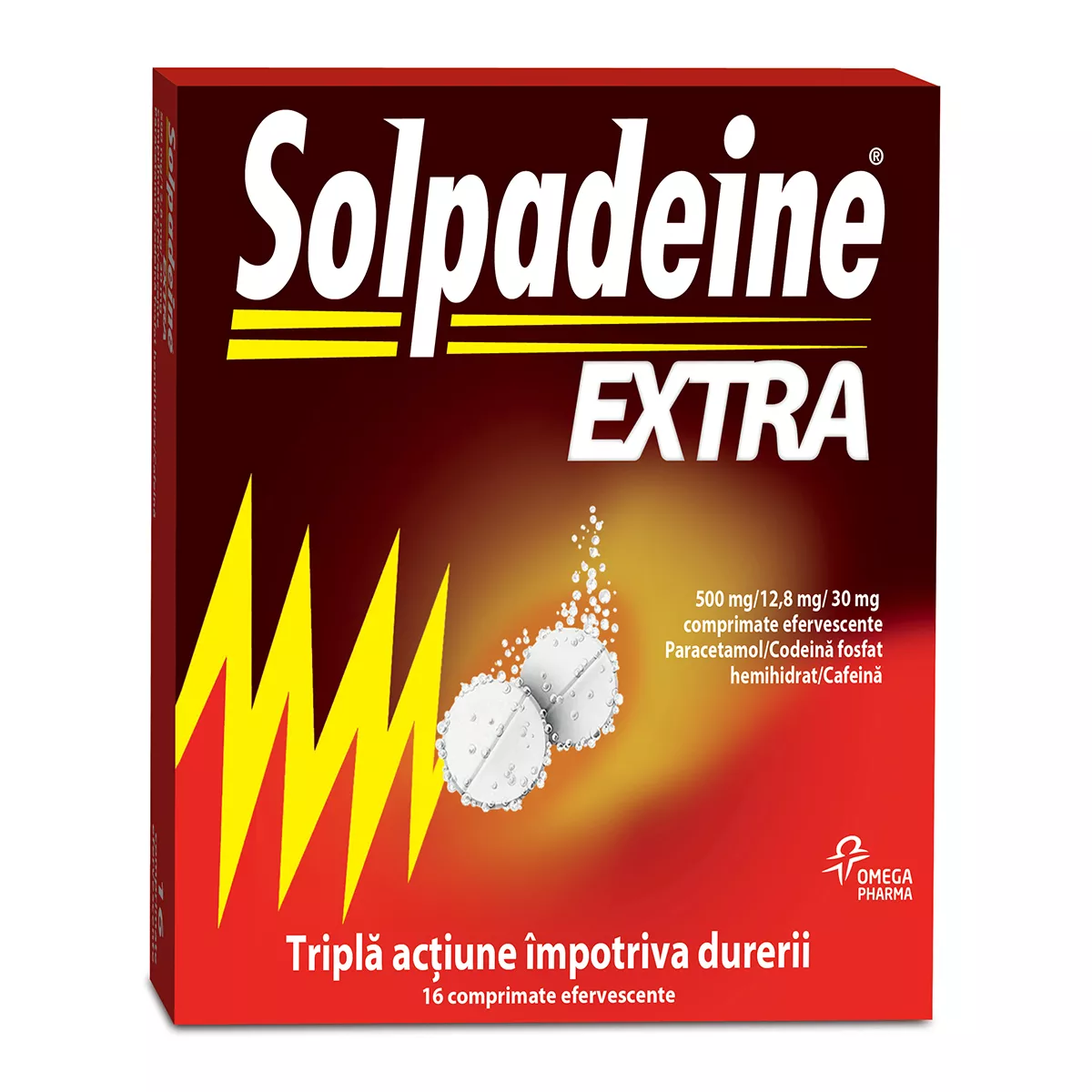Solpadeine Extra 500 mg/12,8 mg/30 mg, 16 comprimate efervescente, Omega Pharma
