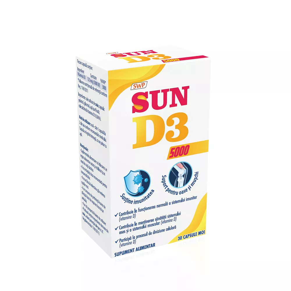 Sun D3, 5000 UI, 30 capsule, Sun Wave Pharma