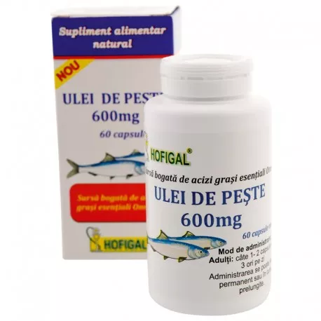 Ulei de Pește 600 mg, 60 capsule moi, Hofigal