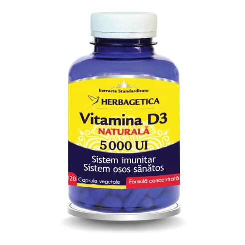 Vitamina D3 naturala 5000 UI, 120 capsule