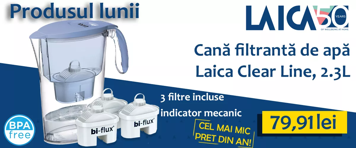Produsul lunii: Cana Filtranta de apa Laica + 3 filtre la cel mai mic pret din an!