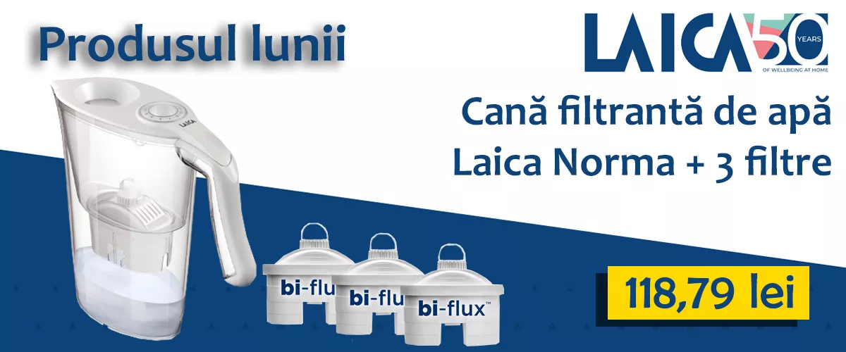 Cana filtranta de apa Laica Norma cu 3 filtre incluse la un pret bun!