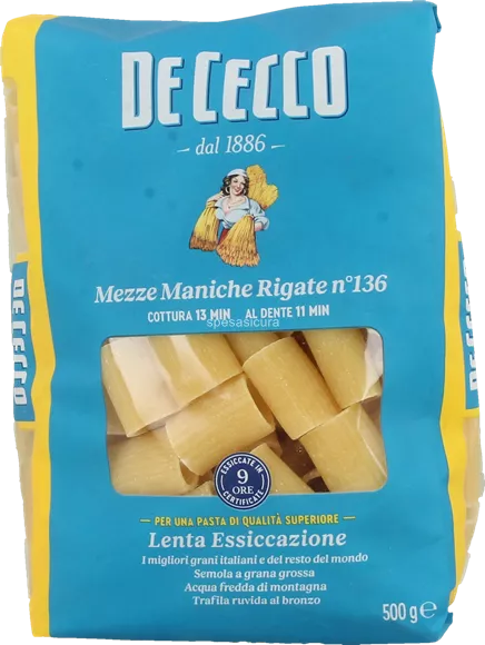 Paste De Cecco - Mezze Maniche Rigate nr 136