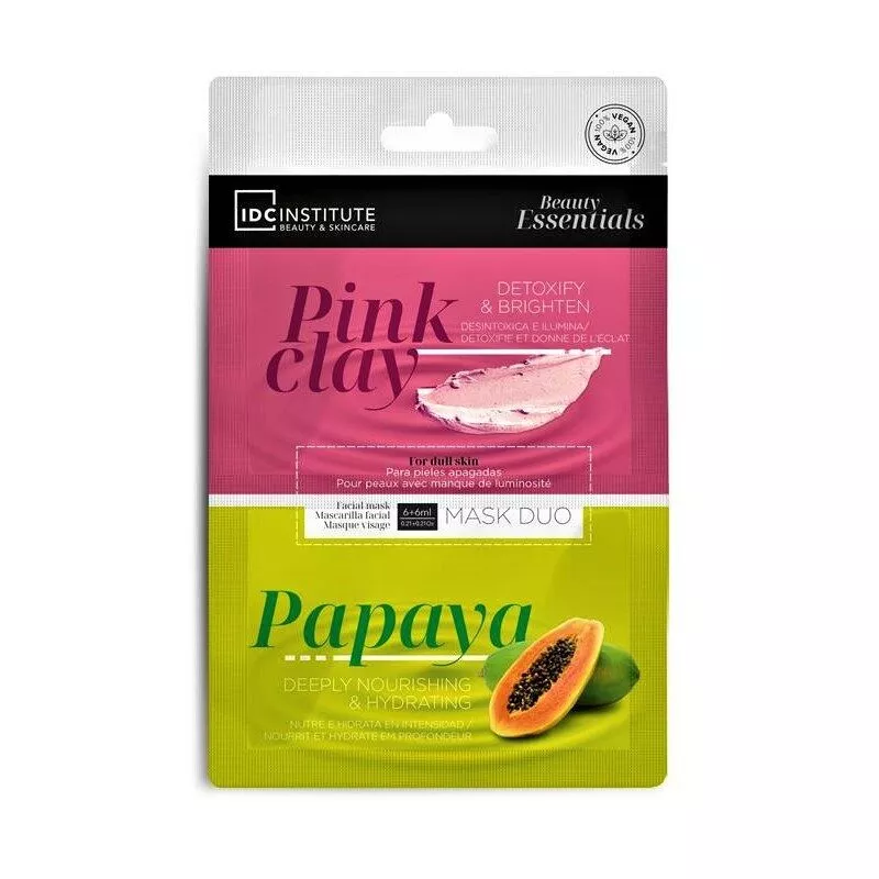 Masca pentru fata Skincare Essentials Duo, Pink Clay & Papaya IDC INSTITUTE  77020, [],drogheriemb.ro