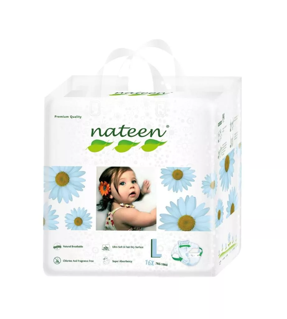 Scutece Biodegradabile și Hipoalergenice Nateen Premium Line L, Mărime 4 (7-18kg), 16buc, [],drogheriemb.ro