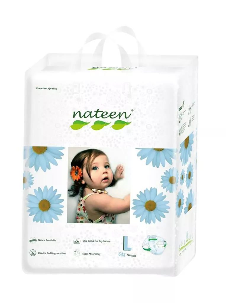 Scutece Biodegradabile și Hipoalergenice Nateen Premium Line L, Marimea 4 (7-18kg), 64buc, [],drogheriemb.ro