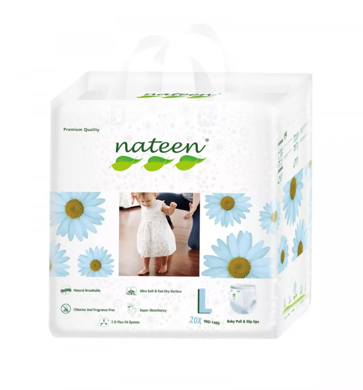 Scutece chiloțel Nateen Premium Pants L, Marimea 4  (9-14kg), Biodegradabile și Ecologice, 20buc, [],drogheriemb.ro
