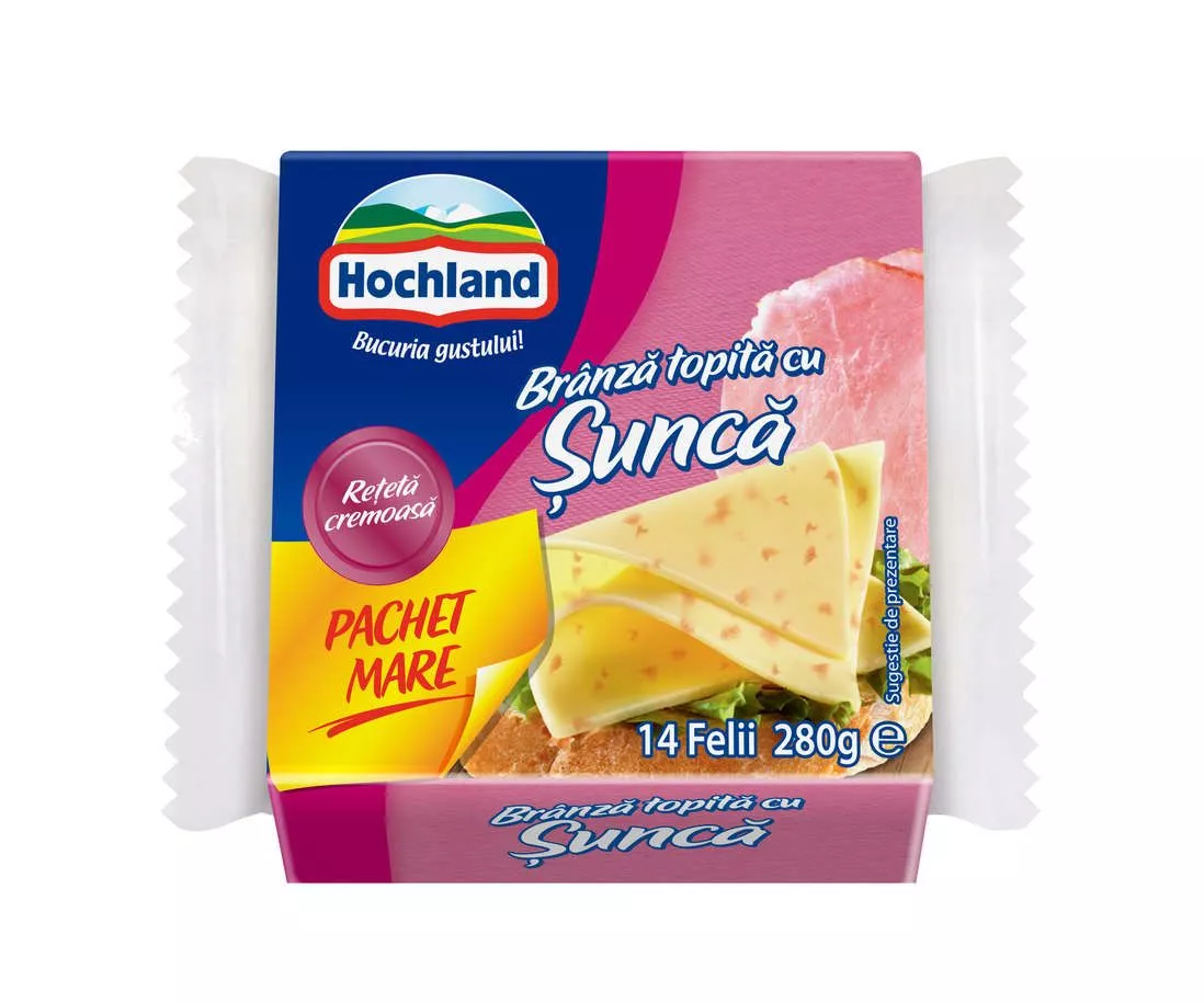 BRANZA TOPITA FELII HOCHLAND 280G  FAMILY PACK CU SUNCA, [],mcanonstop.ro