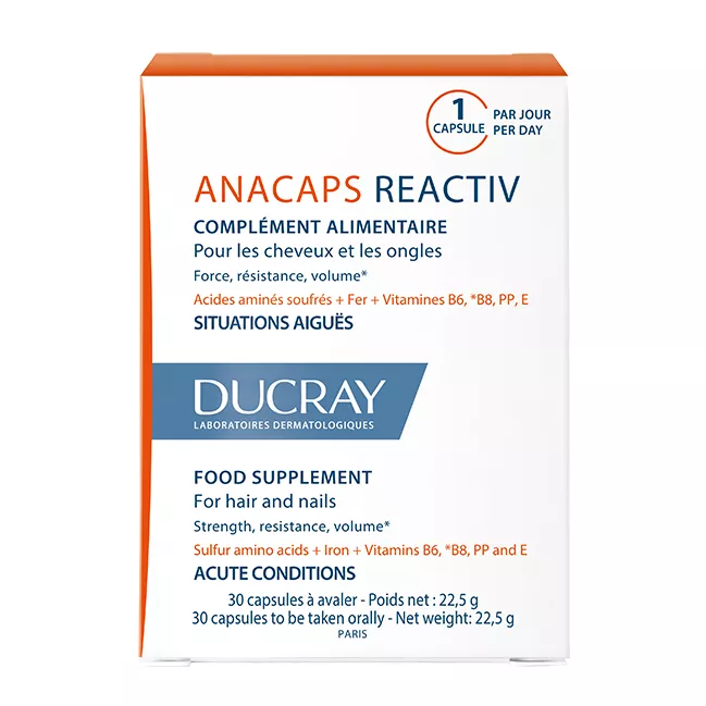 Anacaps Reactiv pentru par si unghii, 30 capsule, Ducray, [],nordpharm.ro