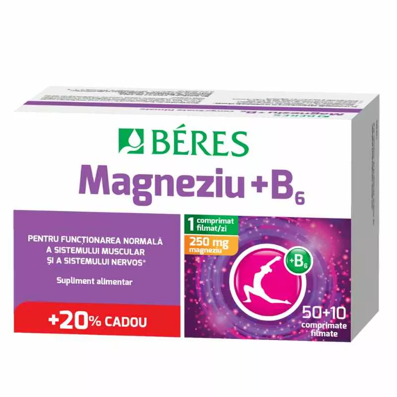 Magneziu + B6, 50+10 comprimate, Beres, [],nordpharm.ro