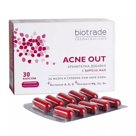 Supliment alimentar pentru ten gras cu tendinta acneica Acne Out, 30 capsule, Biotrade
, [],nordpharm.ro