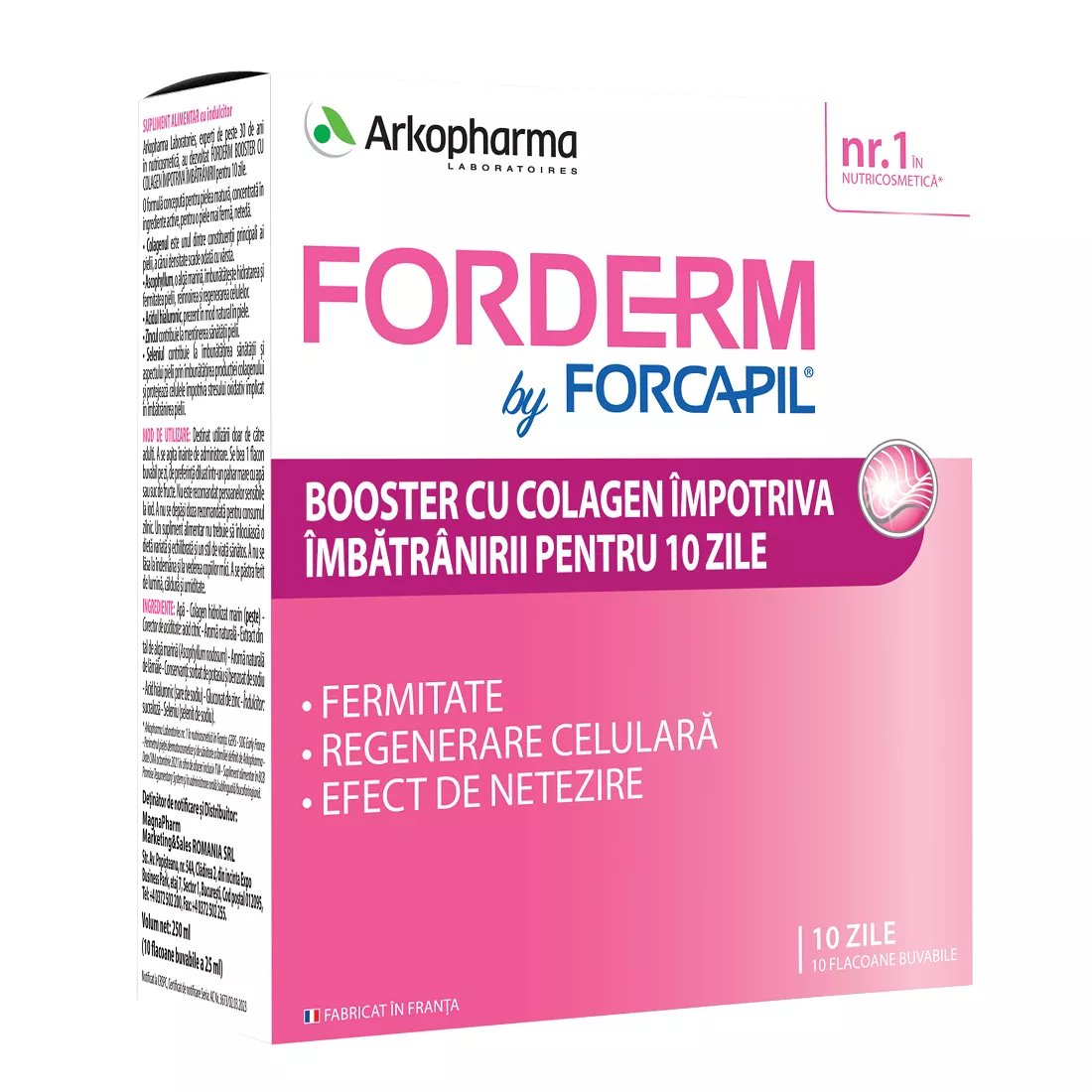 Booster cu colagen Forderm by Forcapil, 10 fiole, Arkopharma, [],nordpharm.ro