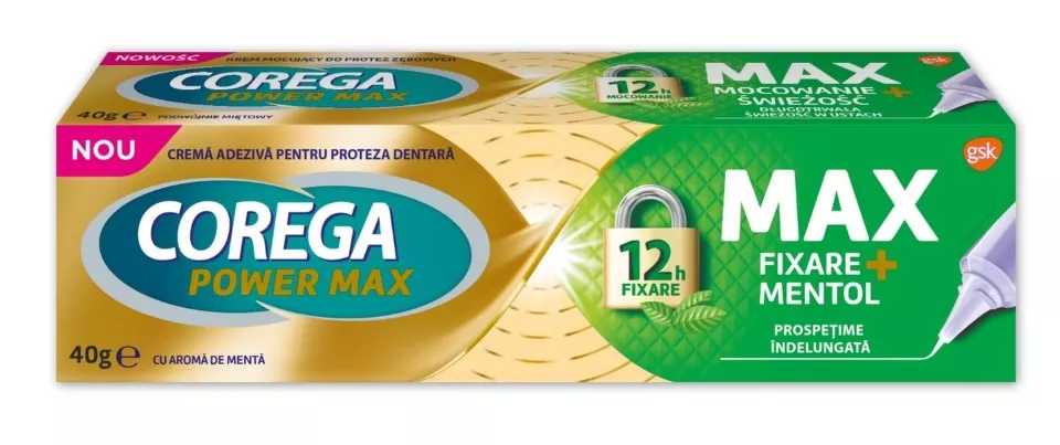 Crema adeziva pentru proteza dentara Max Fixare + Mentol Corega, 40 g, Gsk
, [],nordpharm.ro