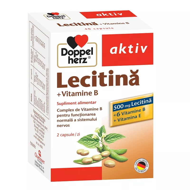 Lecitina+Vitamina B si E, 40 capsule, Doppelherz , [],nordpharm.ro
