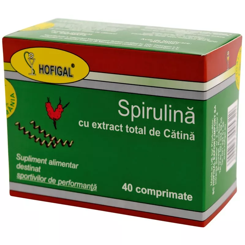 Spirulina cu extract de catina, 40 comprimate, Hofigal, [],nordpharm.ro