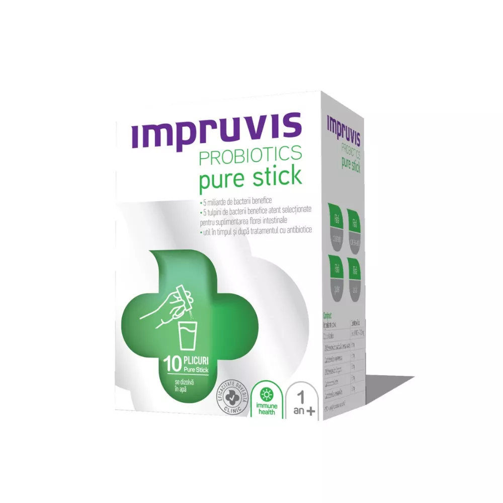 Impruvis Probiotics Pure Stick, 10 plicuri, Bifodan , [],nordpharm.ro
