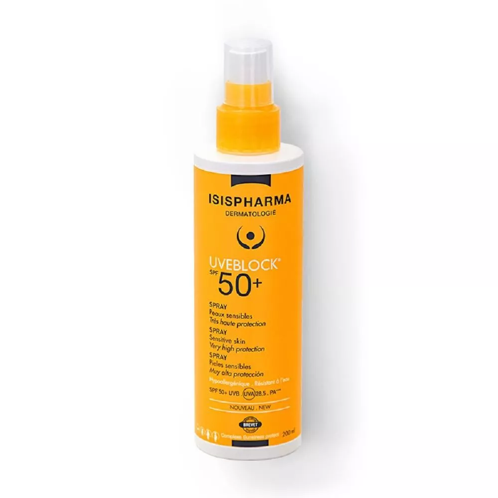 Spray cu protectie solara UVEBLOCK SPF 50+, 200 ml, Isis Pharma, [],nordpharm.ro