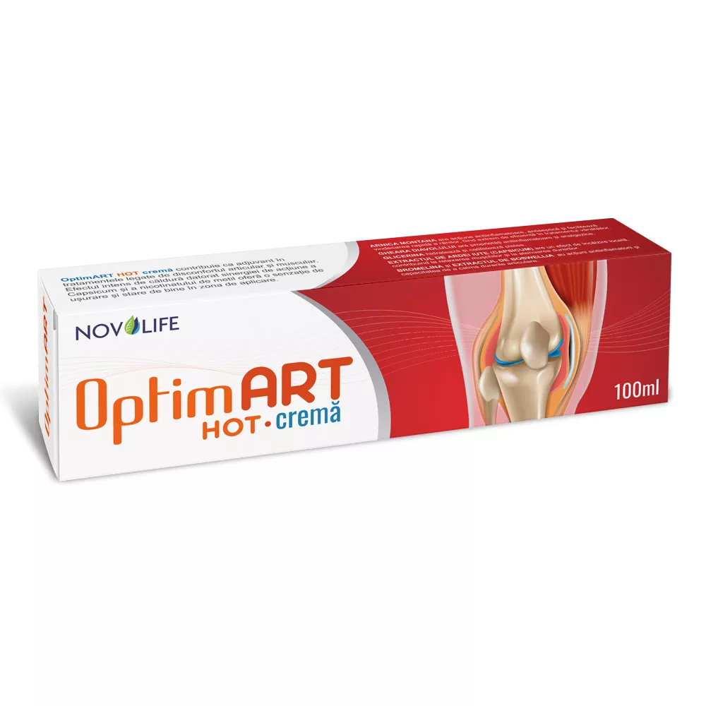 Crema pentru articulatii si dureri musculare OptimART HOT, 100 ml, Novolife, [],nordpharm.ro