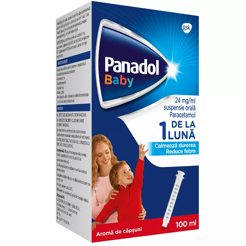 Panadol Baby suspensie orală, 120 mg/5 ml, 100 ml, Gsk, [],nordpharm.ro