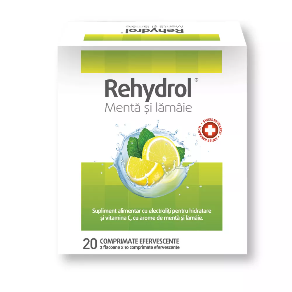 Rehydrol menta si lamaie, 20+10 comprimate efervescente, MBA Pharma , [],nordpharm.ro