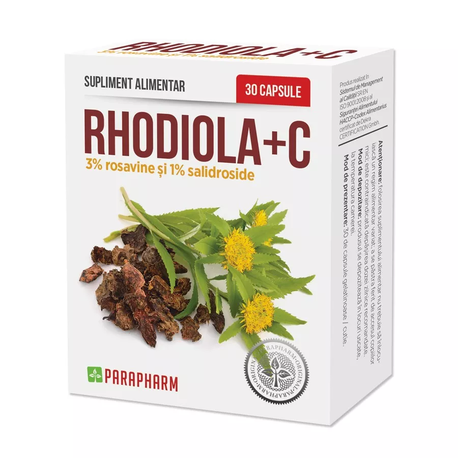 Rhodiola+C, 30 capsule, Parapharm, [],nordpharm.ro