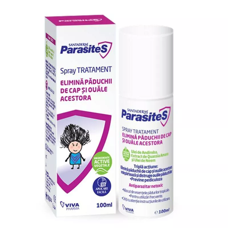 Spray tratament impotriva paduchilor Parasites Santaderm, 100 ml, Viva Pharma
, [],nordpharm.ro