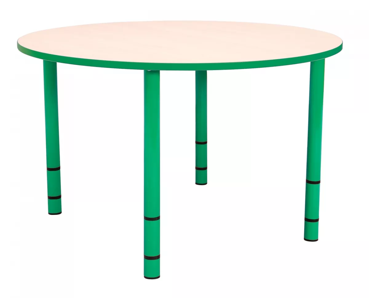 Masa cu picioare reglabile metalice rotunda - verde