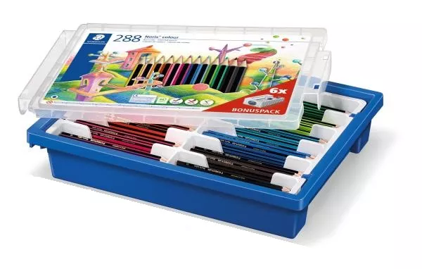Creioane colorate in cutie de depozitare din plastic - 288 buc Noris Club