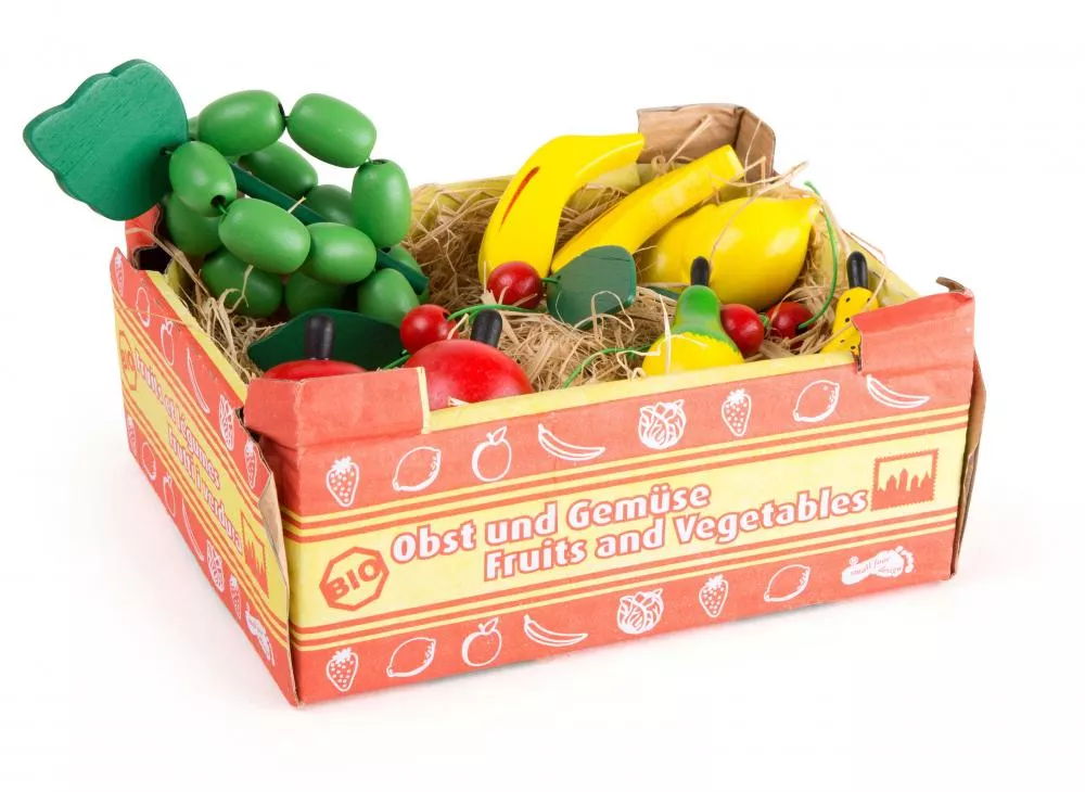 Cutie cu fructe din lemn