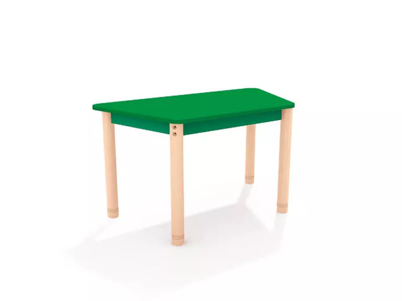Masa trapezoidala color verde din PAL si lemn masiv