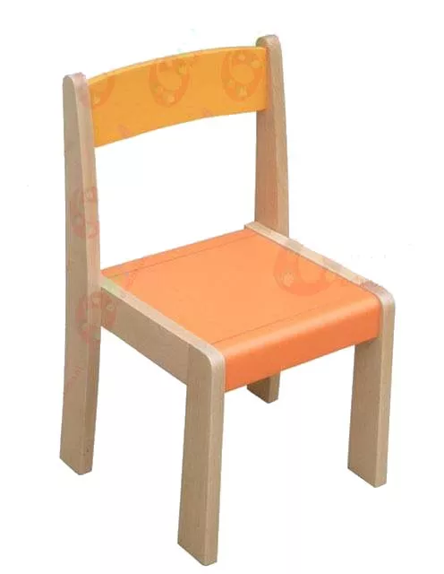 Scaun din lemn portocaliu h 31 cm