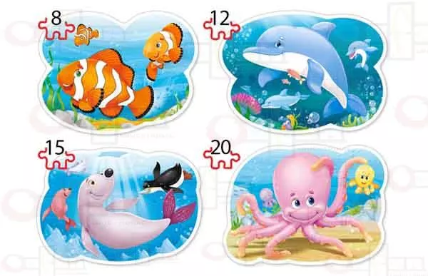 Set 4 puzzle-uri Animale marine