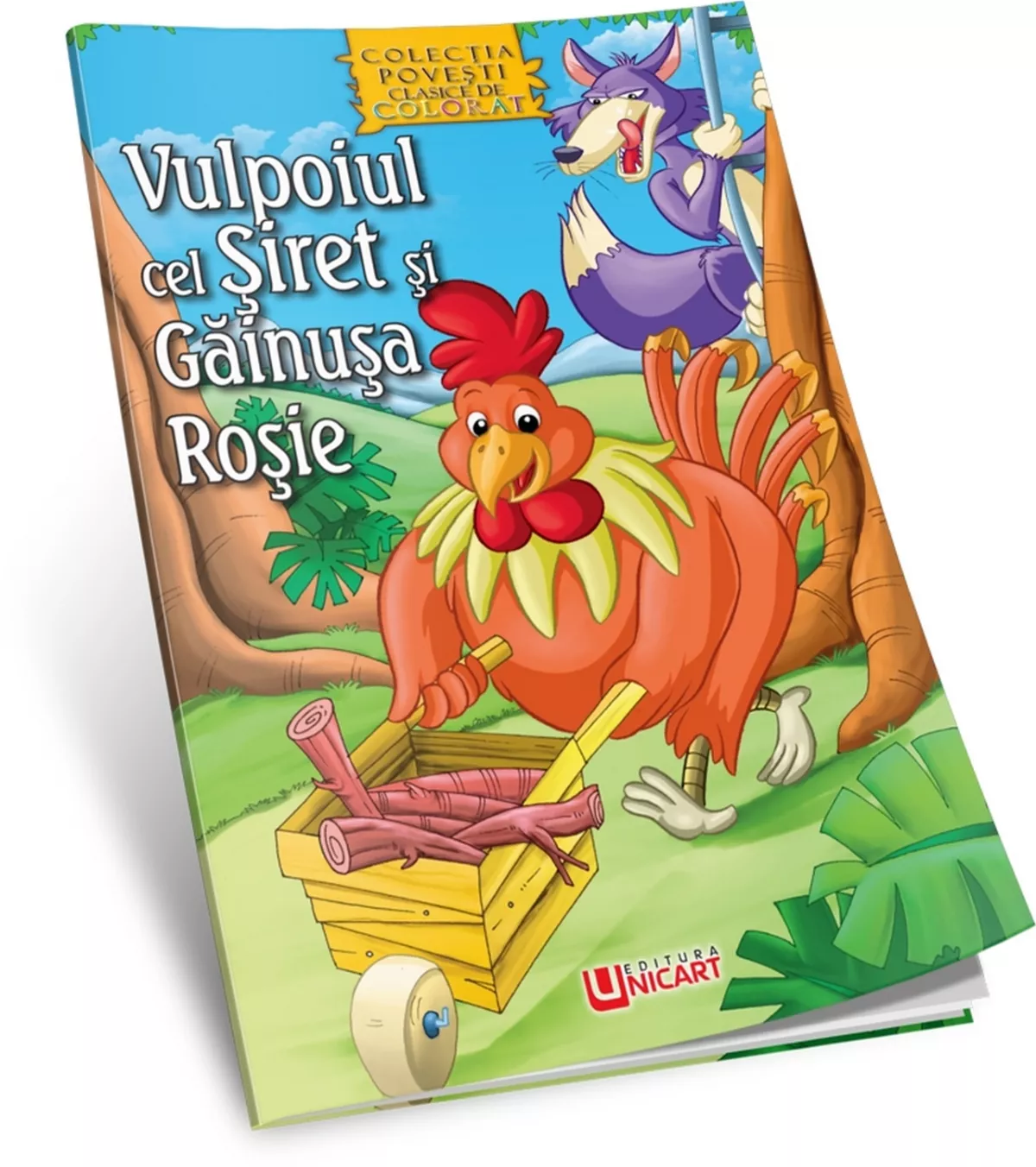 Vulpoiul cel siret si gainusa rosie, carte de colorat A4