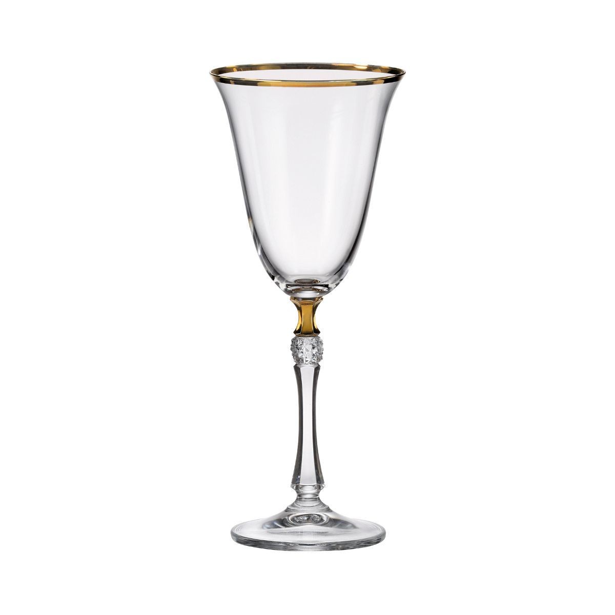 Set de 6 pahare pentru vin alb, transparent, din cristal de Bohemia, 350 ml, Zoya
