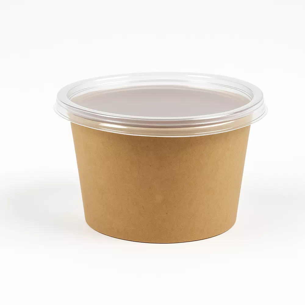 Bol supa carton kraft cu capac 473ml 50buc/set, [],profipacking.ro