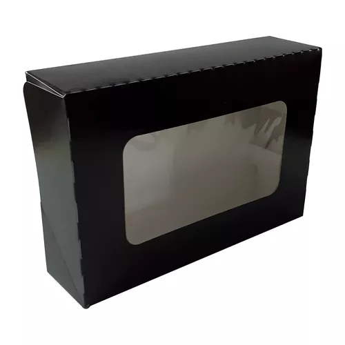 Cutii negre cu fereastra 24x15x5cm 15Buc/Set, [],profipacking.ro