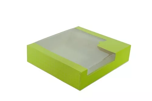 Cutii verzi cu fereastra 28x28x5cm 25buc/set, [],profipacking.ro