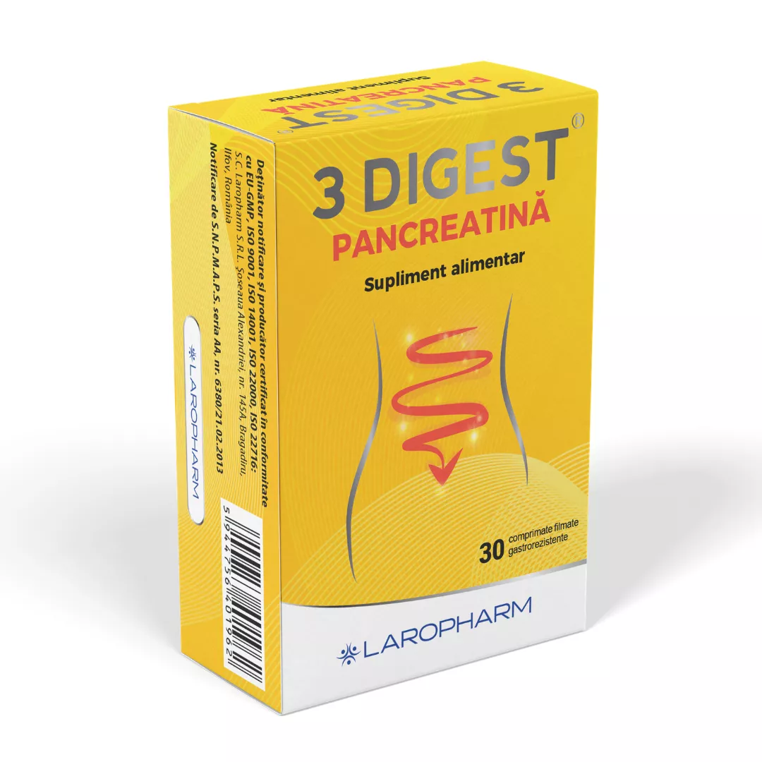 3 Digest Pancreatina, 30 comprimate, Laropharm, [],remediumfarm.ro