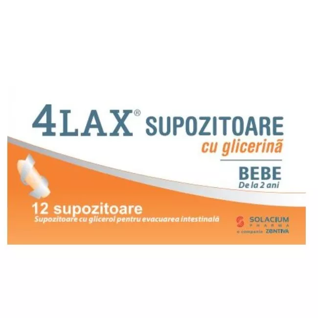 Supozitoare sugari 4Lax Bebe, 12 bucati, Solacium Pharma, [],remediumfarm.ro
