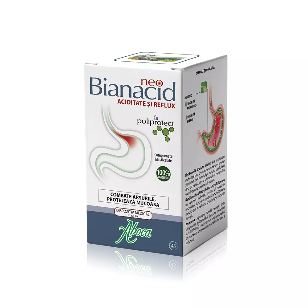 NeoBianacid pentru aciditate si reflux, 45 comprimate, Aboca, [],remediumfarm.ro