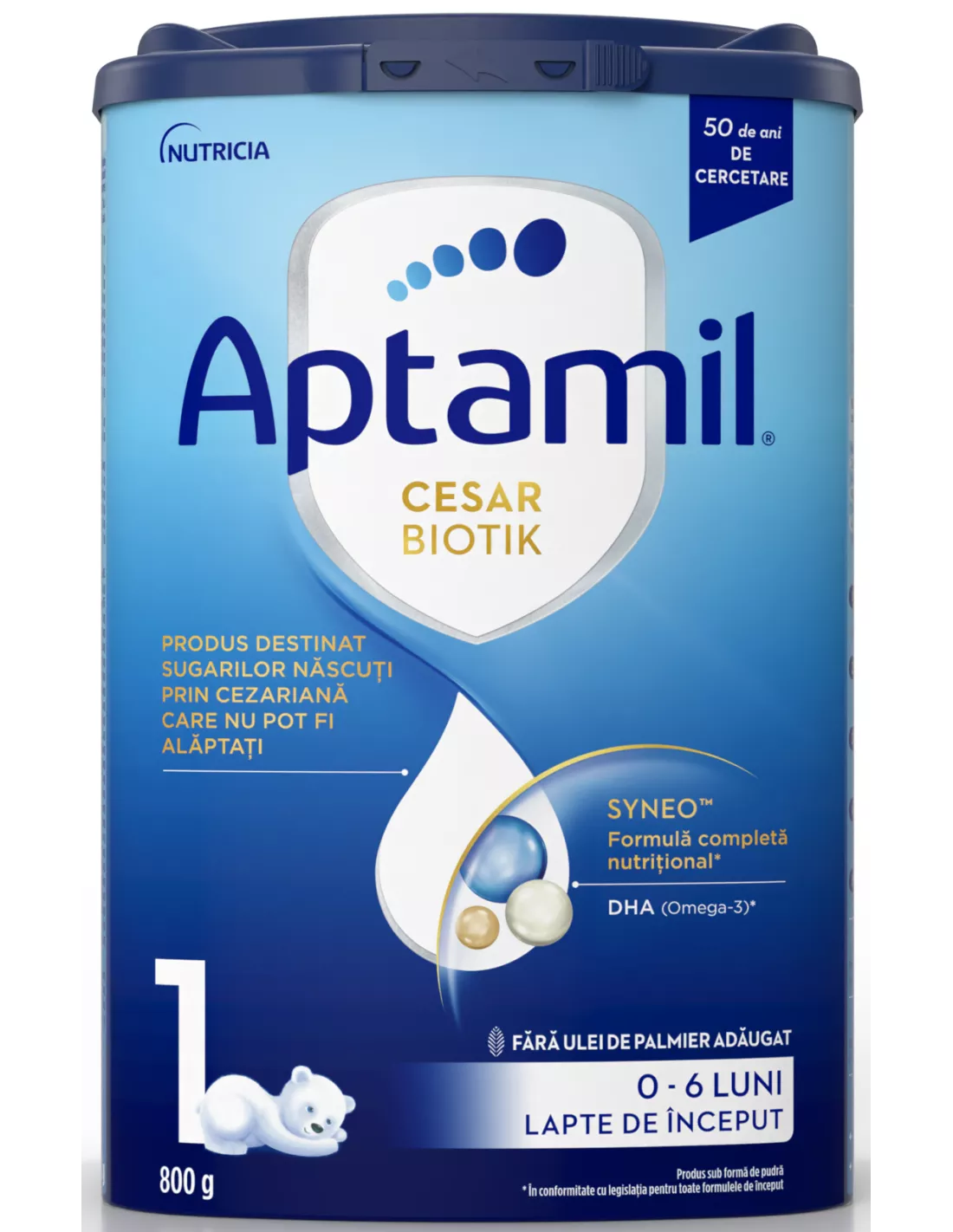 Lapte praf Aptamil CesarBiotik 1, 0-6L, 800g, Nutricia, [],remediumfarm.ro